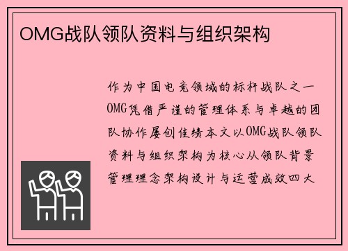 OMG战队领队资料与组织架构